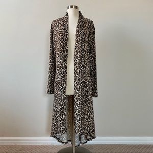 Leopard Print Long Lightweight Cardigan, Size Small
